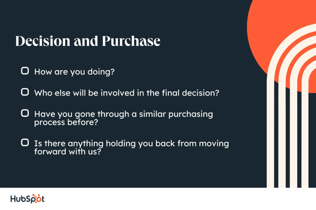 buyer journey questions, decision and purchase